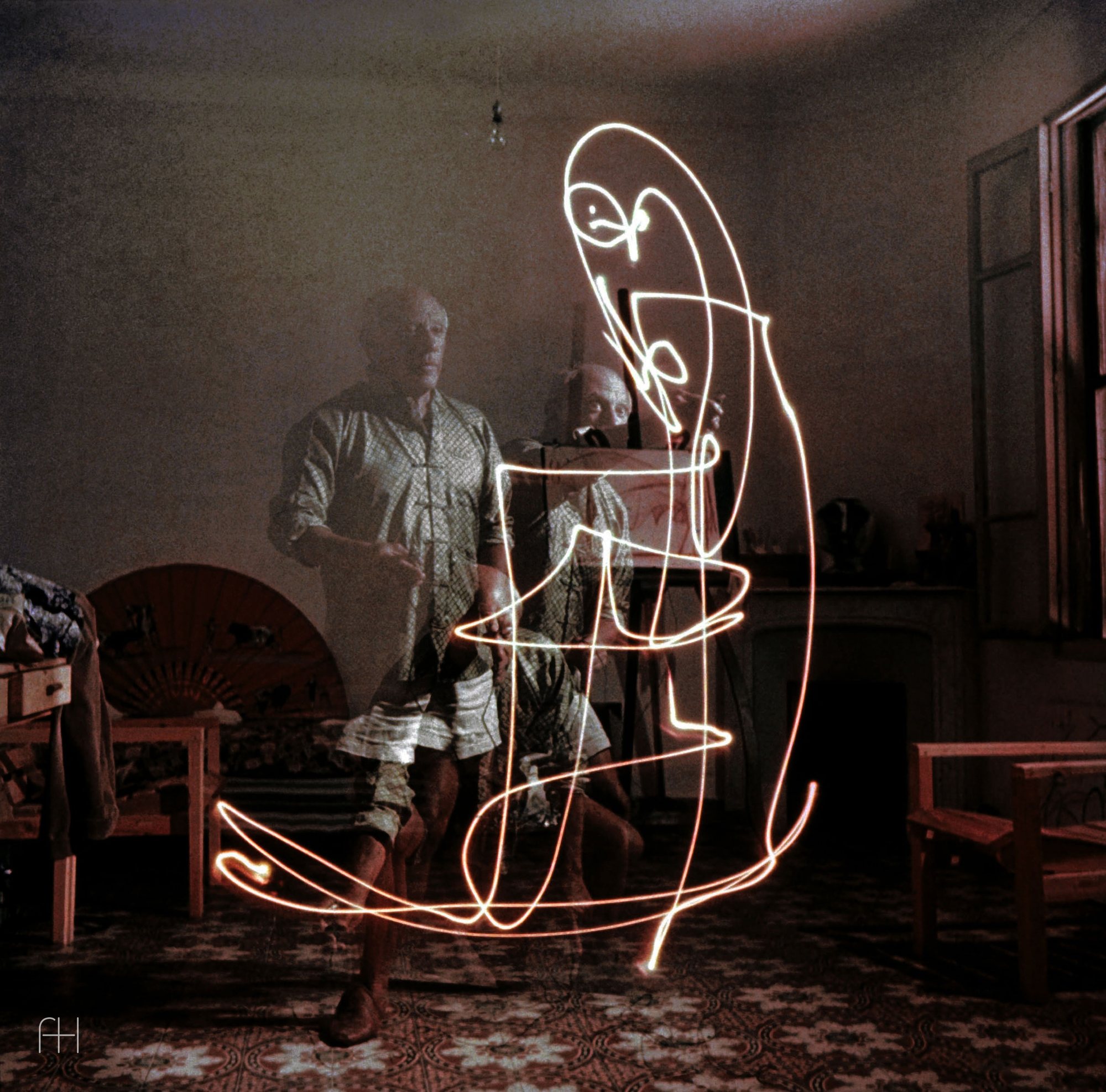 Long exposure light painting // Pablo Picasso, Gjon Mili // Юг Франции, 1949, 2