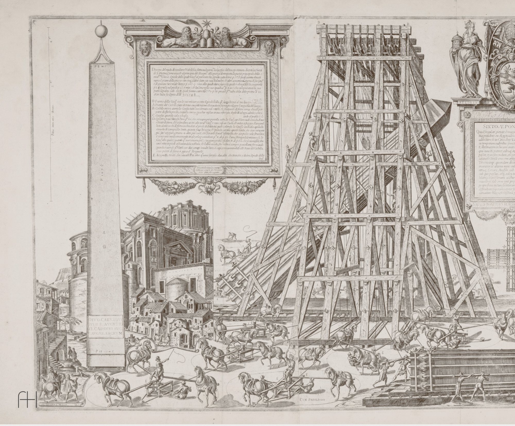 Перенос Ватиканского обелиска // Доменико Фонтана // Рим, Италия, 1586–1590, 2